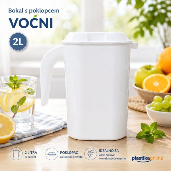 Bokal s poklopcem 2l Voćni, plastični bokal