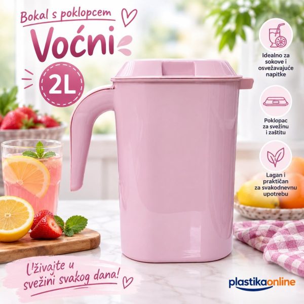 Bokal s poklopcem 2l Voćni, plastični bokal