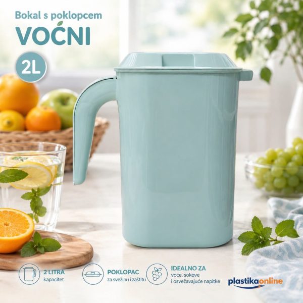 Bokal s poklopcem 2l Voćni, plastični bokal
