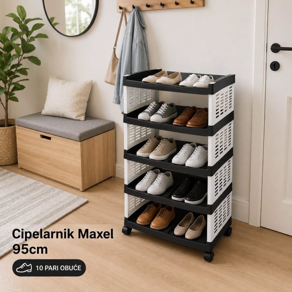 CIPELARNIK MAXEL 95 cm SA TOČKIĆIMA , cipelarnik, cipelarnik sa točkićima , polica za cipele