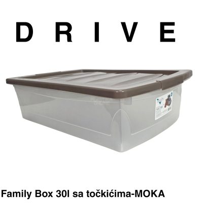Kutija za odlaganje sa točkićima 30L - Family box DRIVE 30l -MOKA