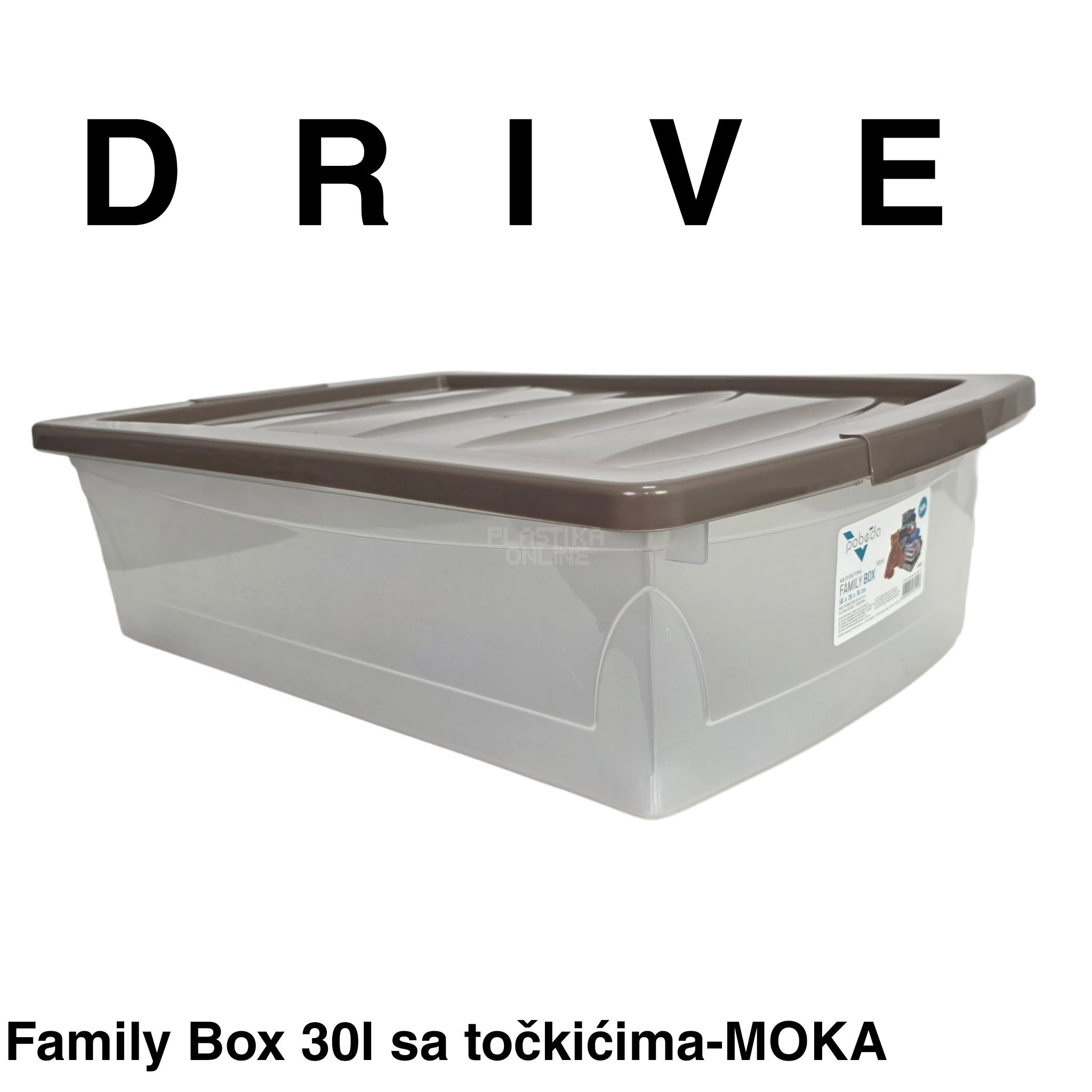 Kutija za odlaganje sa točkićima 30L - Family box DRIVE 30l -MOKA