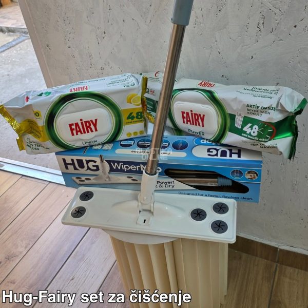 Hug - Fairy set za čišćenje ( HUG wiper mop, fairy maramice za pod + univerzalne maramice )