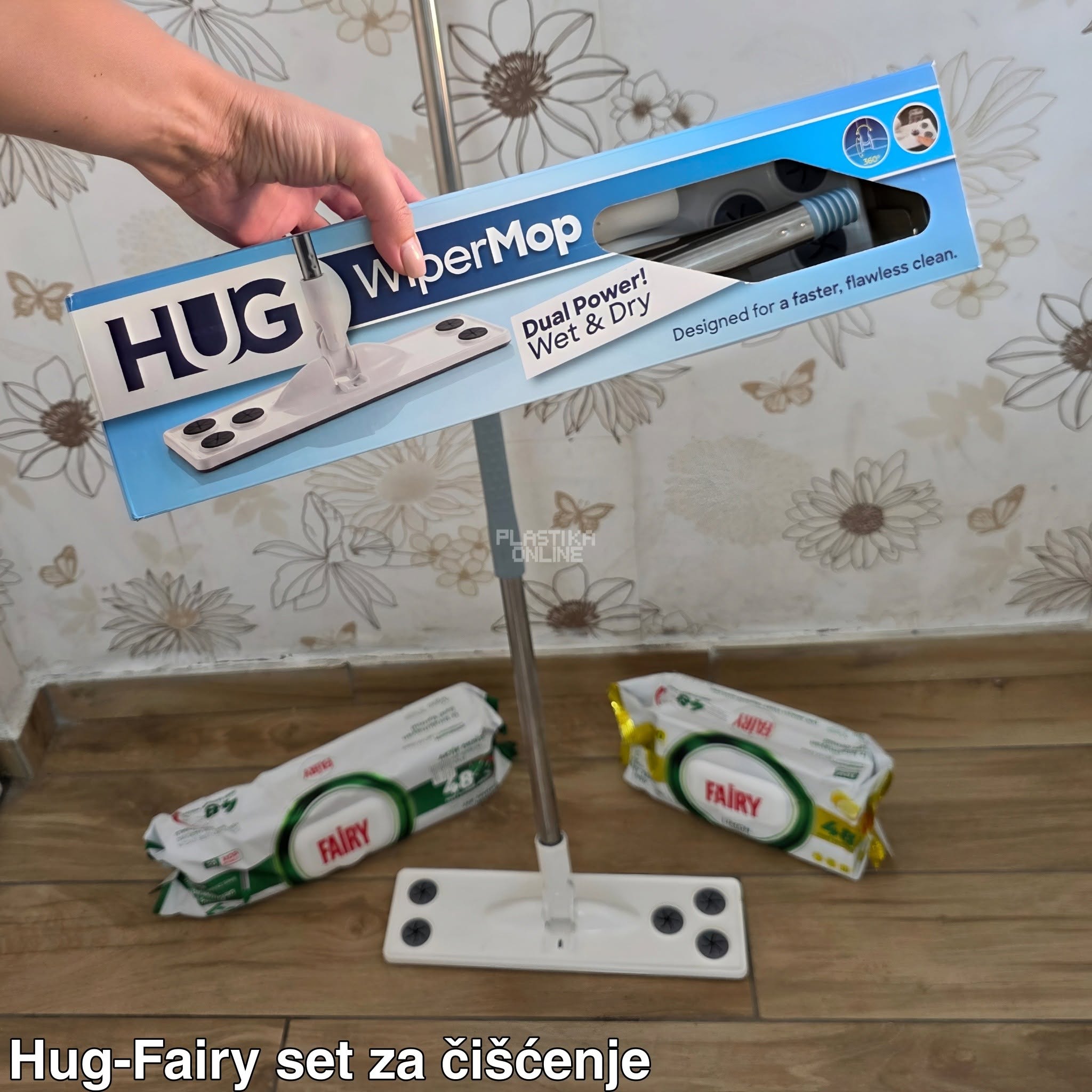 Hug - Fairy set za čišćenje ( HUG wiper mop, fairy maramice za pod + univerzalne maramice )
