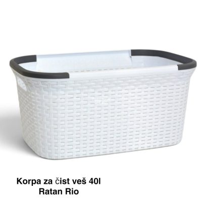Korpa za čist veš 40L Ratan RIO bela