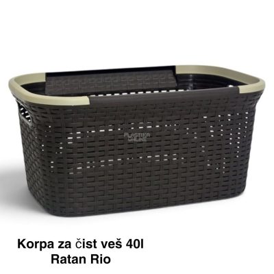 Korpa za čist veš 40L Ratan RIO braon