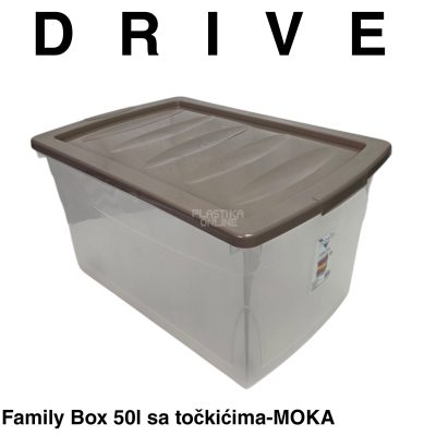 Kutija za odlaganje sa točkićima 50L - Family box drive 50l-MOKA