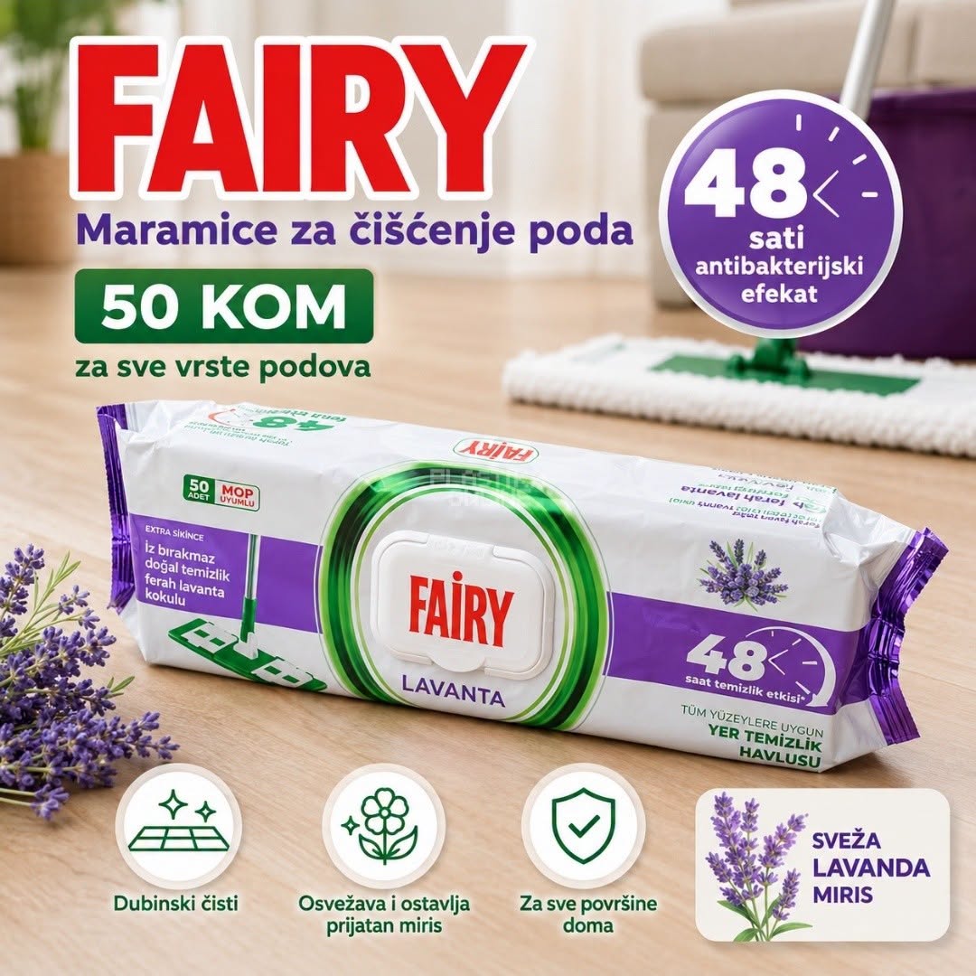 Maramice za čišćenje poda Fairy 50 kom, vlažne maramice za pod 6