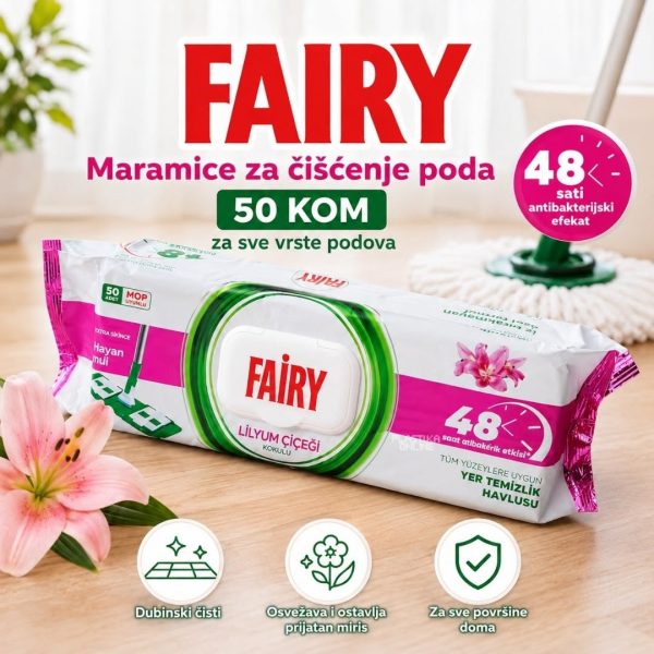 Maramice za čišćenje poda Fairy 50 kom, vlažne maramice za pod