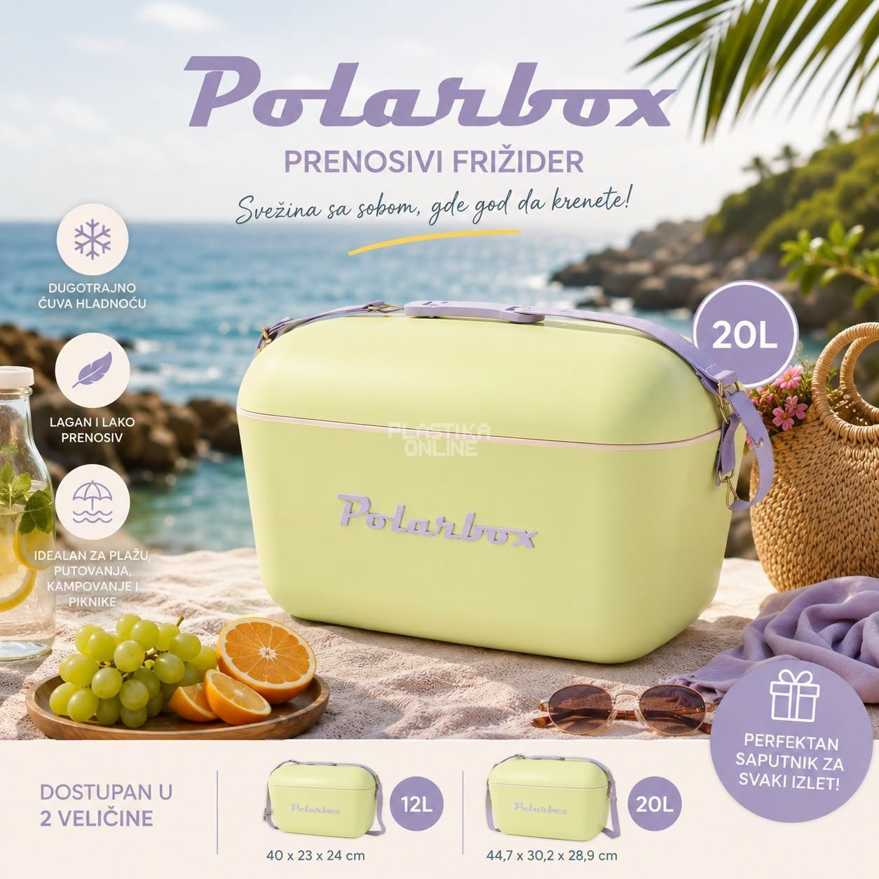 Ručni frižider Polarbox 20l - Lime Lilac