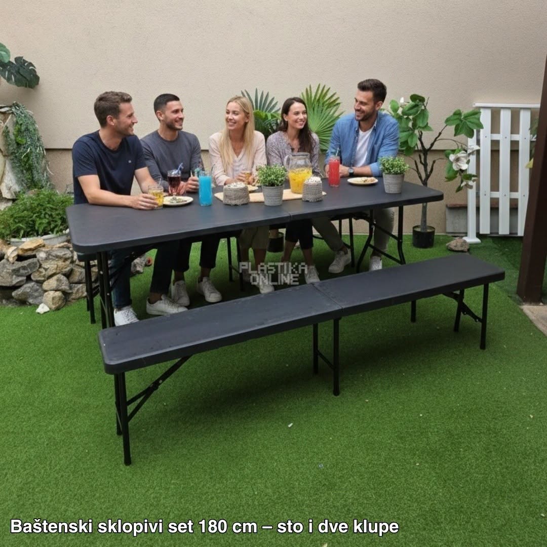 Sklopivi baštenski set sto i dve klupe