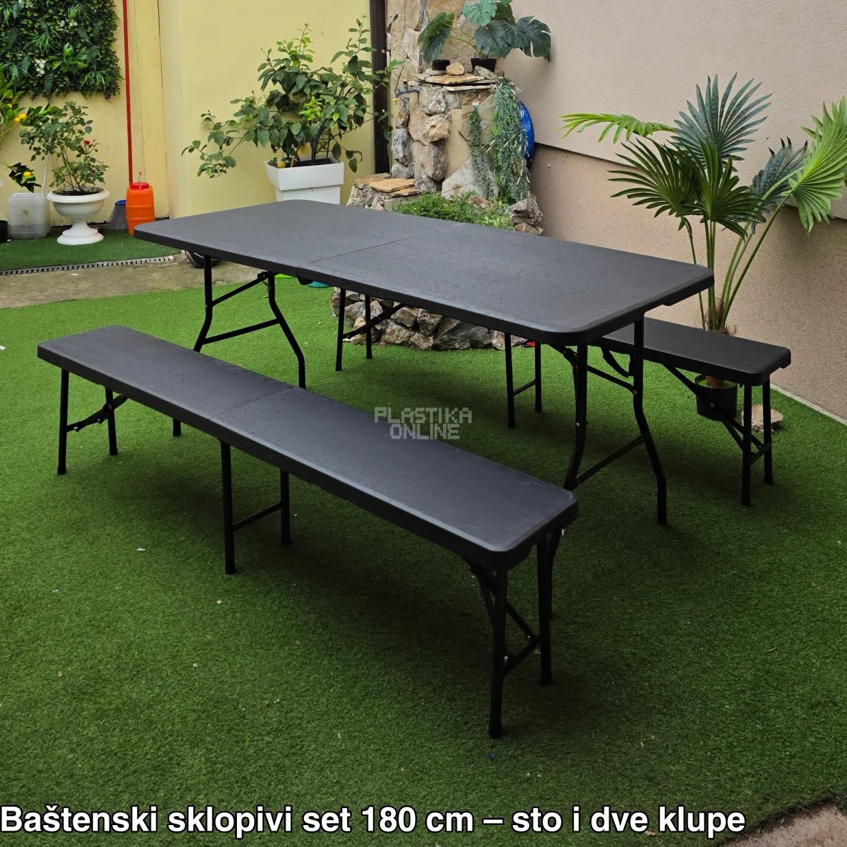 Sklopivi baštenski set sto i dve klupe
