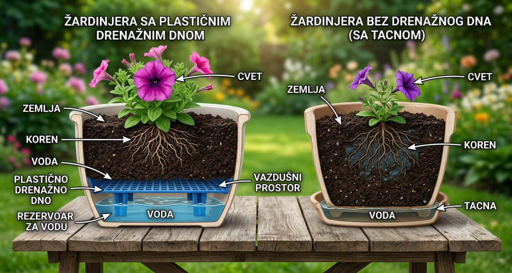 Žardinjera sa i bez drenaže