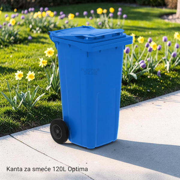 Kanta za smeće 120L sa točkićima plava optima
