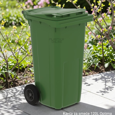 Plastična kanta za smeće 120L sa točkićima zelena Optima