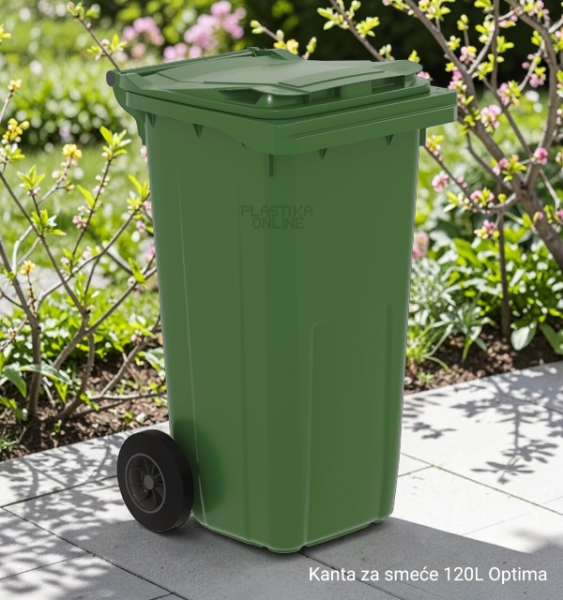 Plastična kanta za smeće 120L sa točkićima zelena Optima