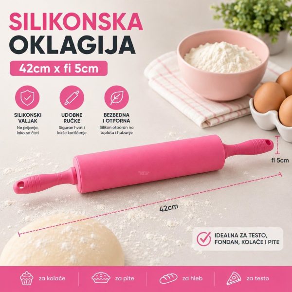 oklagija, silikonska oklagija, oklagija 42cm pink