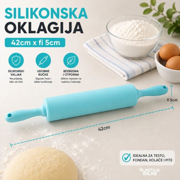 oklagija, silikonska oklagija, oklagija 42cm tirkiz