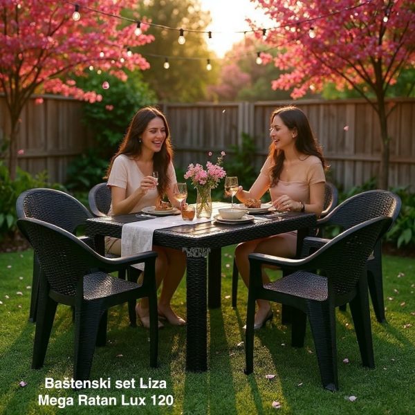 Baštenski set Liza Mega Ratan Lux 120 - 6 stolica + sto 120x75 cm