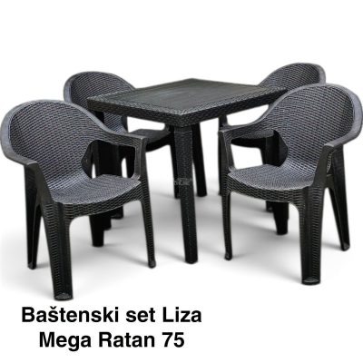 Baštenski set Liza Mega Ratan Lux 75 – 4 stolice i sto 75x75 cm