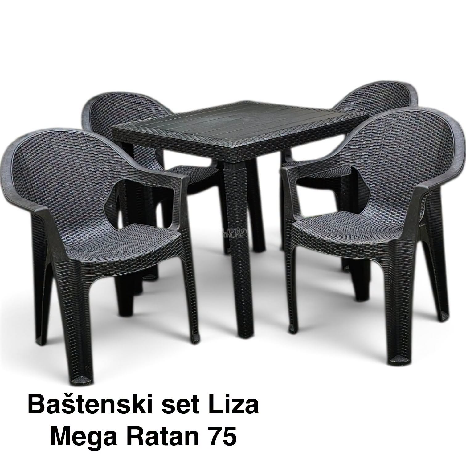 Baštenski set Liza Mega Ratan Lux 75 – 4 stolice i sto 75x75 cm