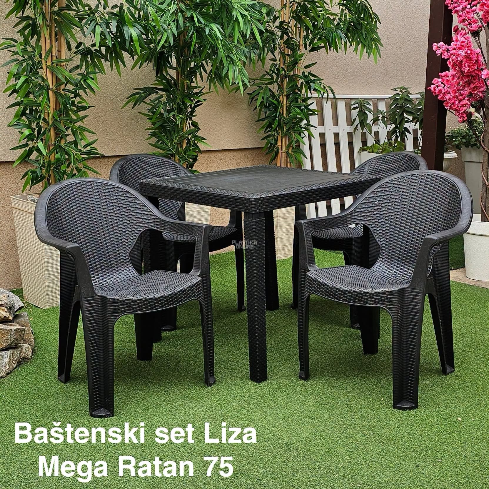 Baštenski set Liza Mega Ratan Lux 75 – 4 stolice i sto 75x75 cm