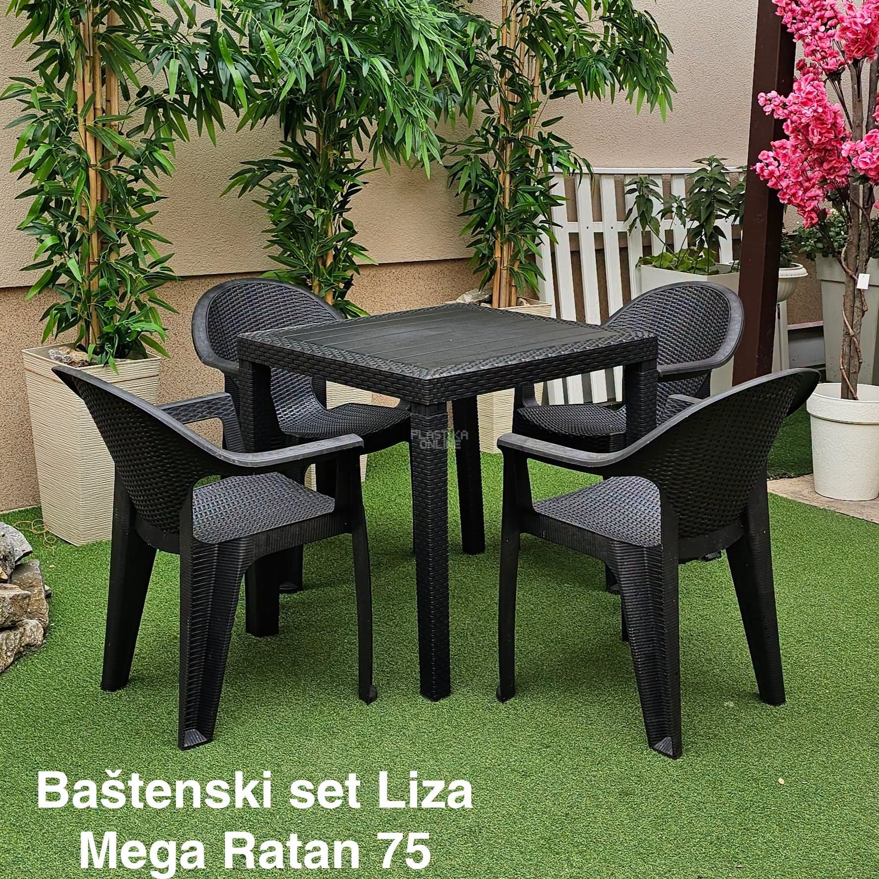 Baštenski set Liza Mega Ratan Lux 75 – 4 stolice i sto 75x75 cm