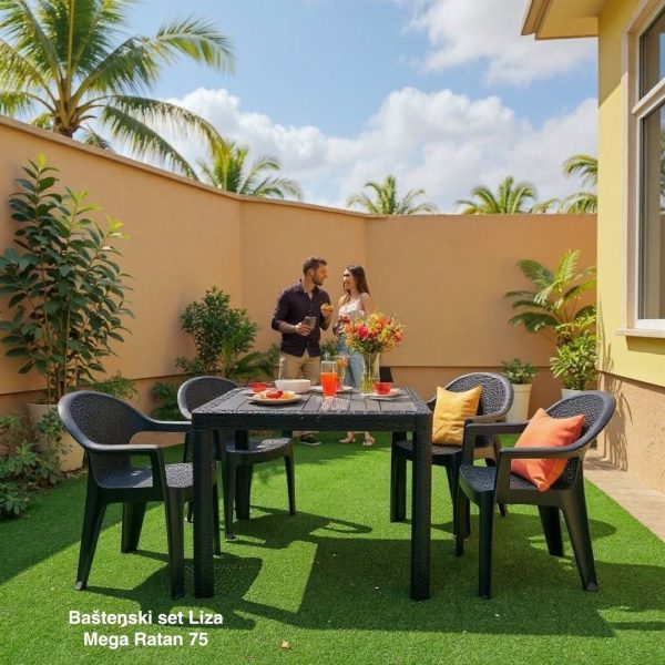 Baštenski set Liza Mega Ratan Lux 75 – 4 stolice i sto 75x75 cm
