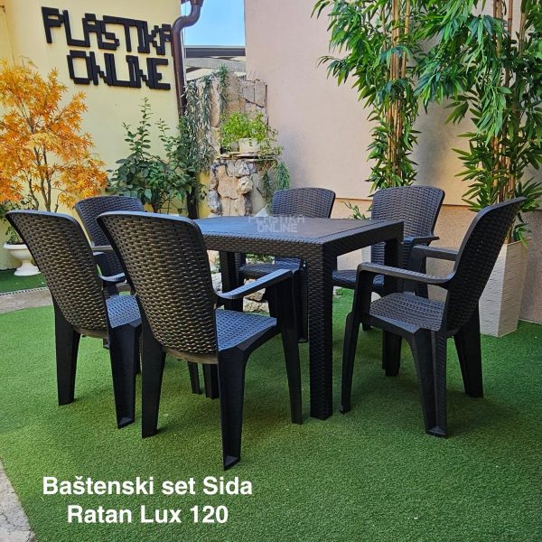 Baštenski set Sida Mega Ratan 120 -6 stolica + sto Mega Ratan Lux 120x75 , plasticni set za dvoriste