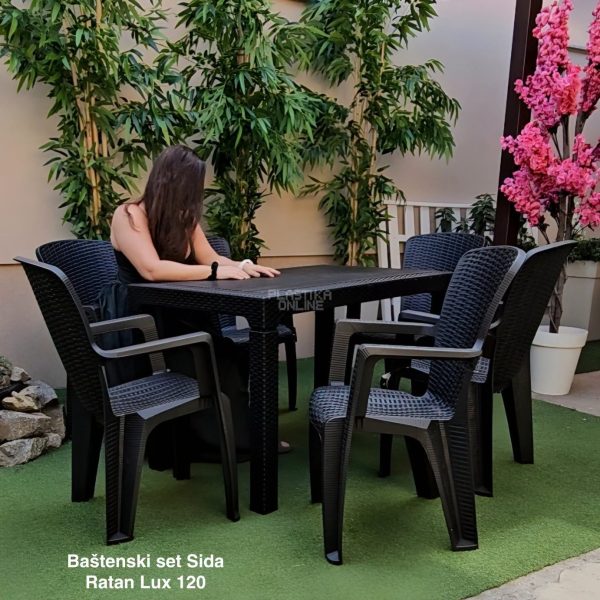 Baštenski set Sida Mega Ratan 120 -6 stolica + sto Mega Ratan Lux 120x75 , plasticni set za dvoriste