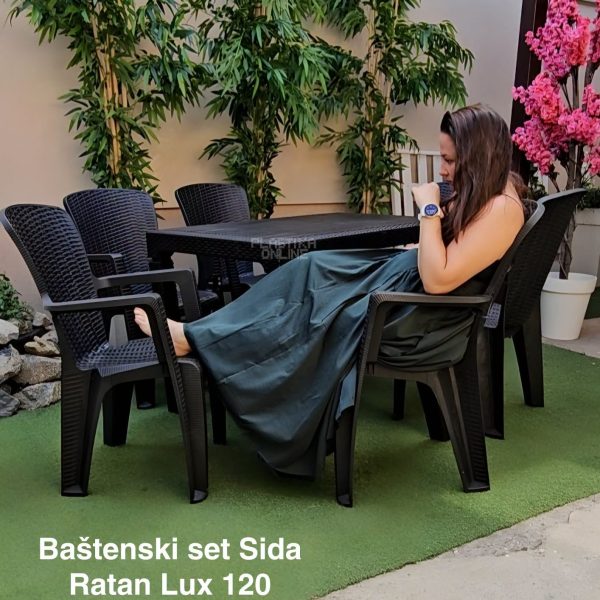 Baštenski set Sida Mega Ratan 120 -6 stolica + sto Mega Ratan Lux 120x75 , plasticni set za dvoriste