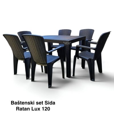 Baštenski set Sida Mega Ratan 120 -6 stolica + sto Mega Ratan Lux 120x75 , plasticni set za dvoriste