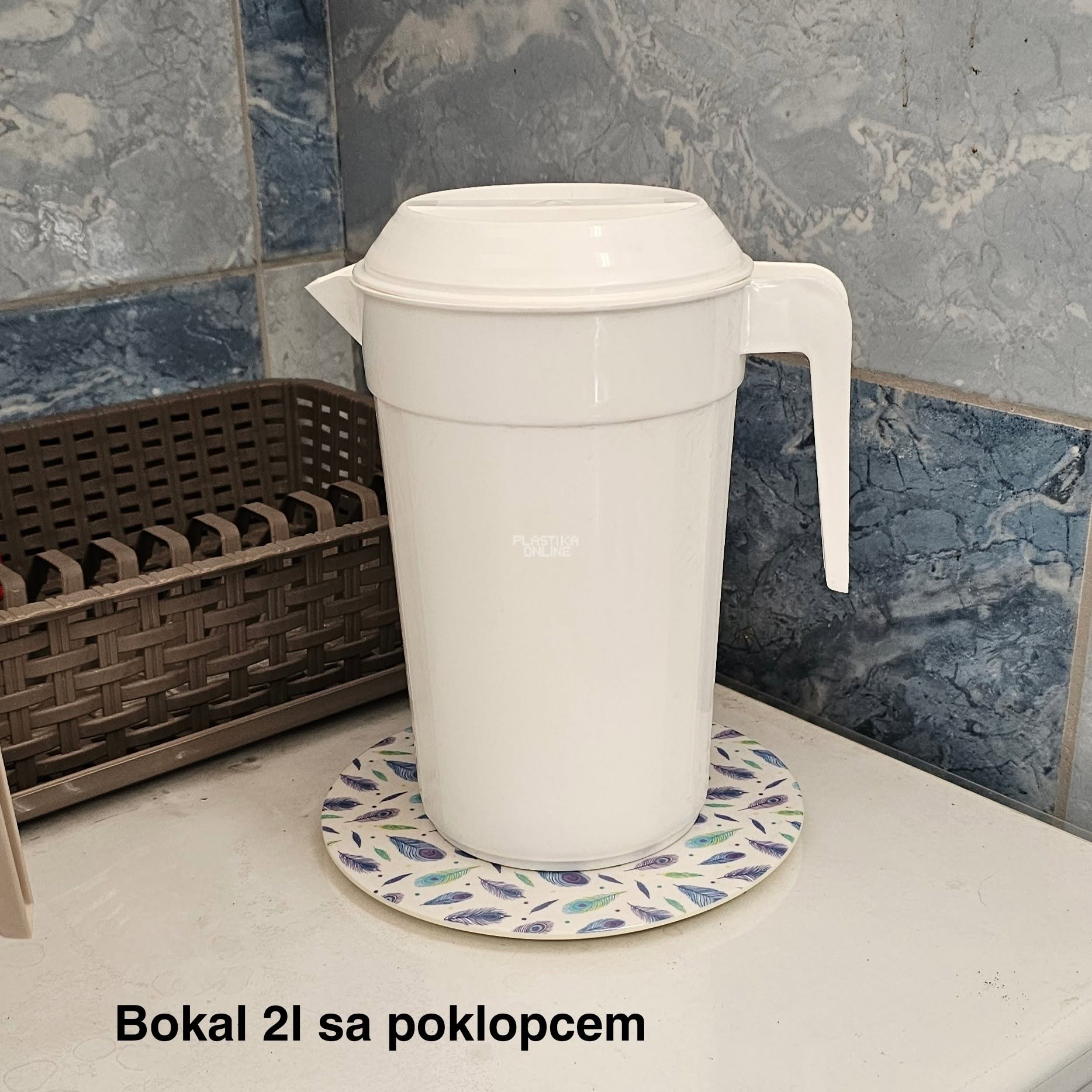 Bokal 2L sa poklopcem - 19x14xH23 cm bela