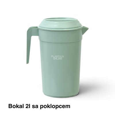 Bokal 2L sa poklopcem - 19x14xH23 cm mint zelena