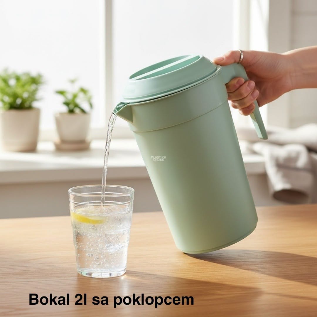 Bokal 2L sa poklopcem - 19x14xH23 cm mint zelena