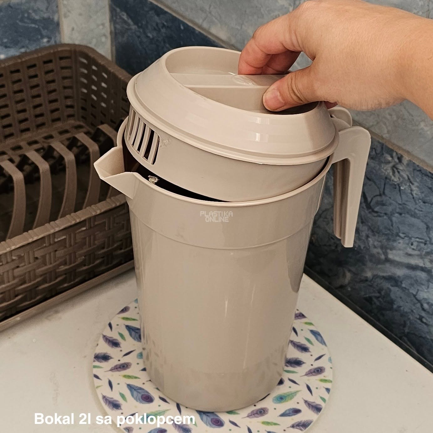 Bokal 2L sa poklopcem - 19x14xH23 cm moka
