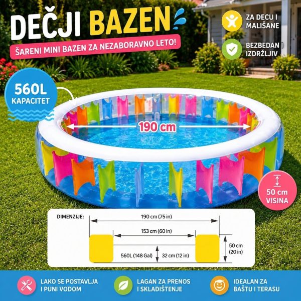 BAZEN, Dečiji bazen 190 × 50 cm RAINBOW