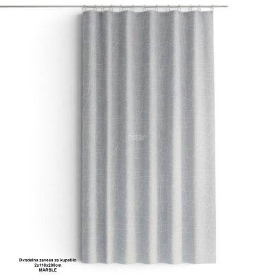 Dvodelna zavesa za kupatilo Marble 2x110x200 cm , tuš zavesa
