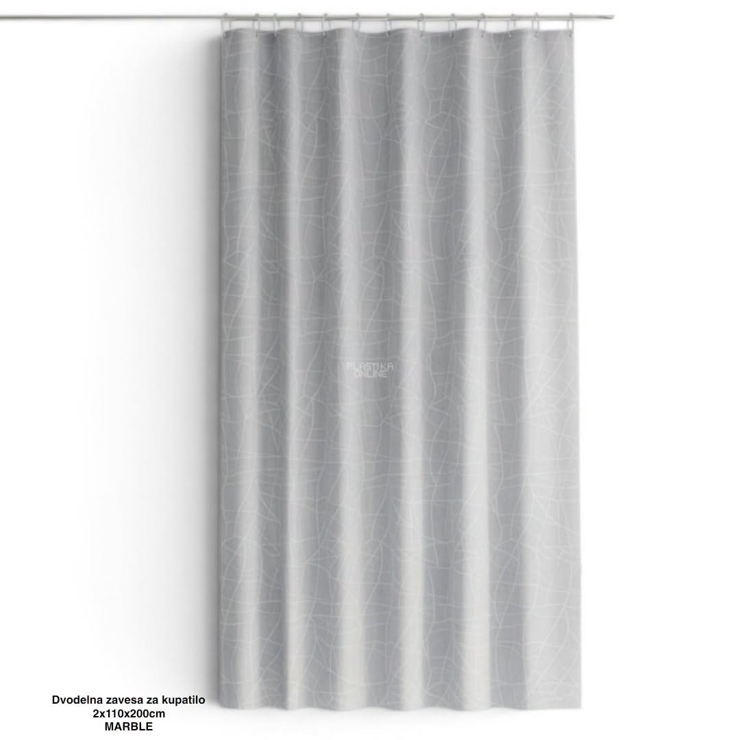 Dvodelna zavesa za kupatilo Marble 2x110x200 cm , tuš zavesa