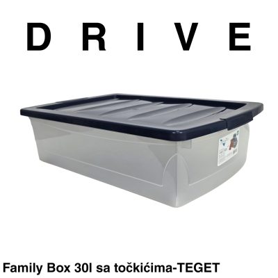 Kutija za odlaganje sa točkićima 30L - Family box DRIVE 30l -TEGET
