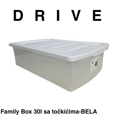 Kutija za odlaganje sa točkićima 30L - Family box DRIVE 30l -BELA