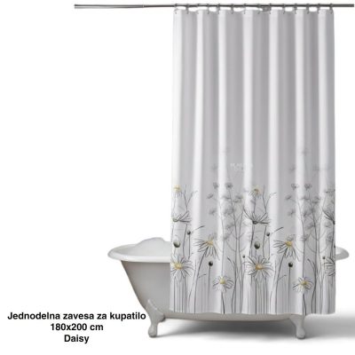 Jednodelna zavesa za kupatilo 180×200 cm Daisy , zavesa za kadu, zavesa za tuš kabinu