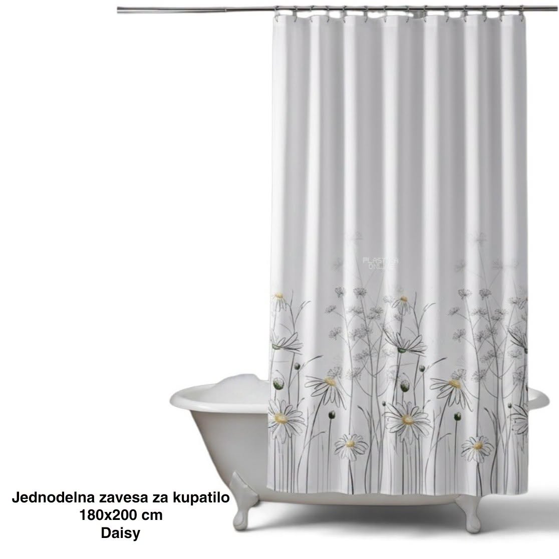Jednodelna zavesa za kupatilo 180×200 cm Daisy , zavesa za kadu, zavesa za tuš kabinu