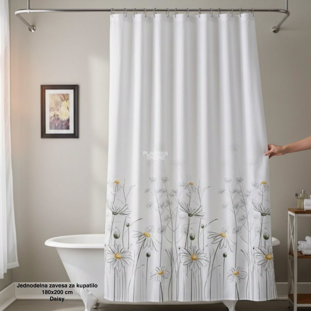 Jednodelna zavesa za kupatilo 180×200 cm Daisy , zavesa za kadu, zavesa za tuš kabinu