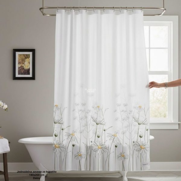 Jednodelna zavesa za kupatilo 180×200 cm Daisy , zavesa za kadu, zavesa za tuš kabinu