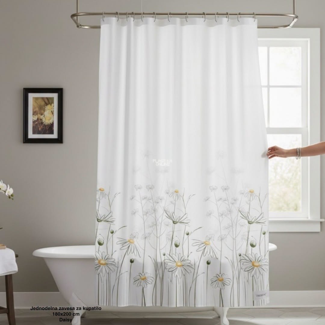 Jednodelna zavesa za kupatilo 180×200 cm Daisy , zavesa za kadu, zavesa za tuš kabinu