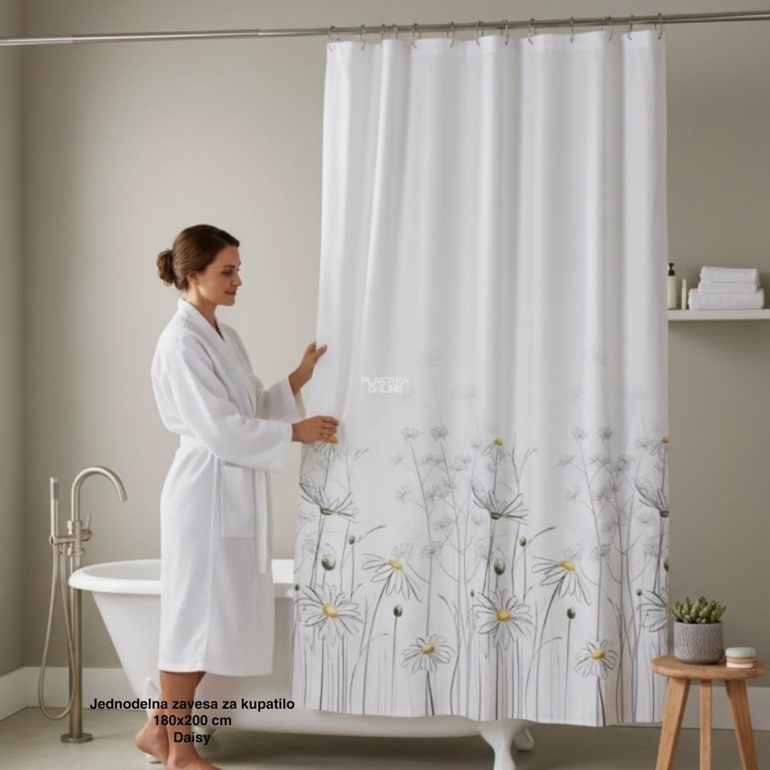 Jednodelna zavesa za kupatilo 180×200 cm Daisy , zavesa za kadu, zavesa za tuš kabinu