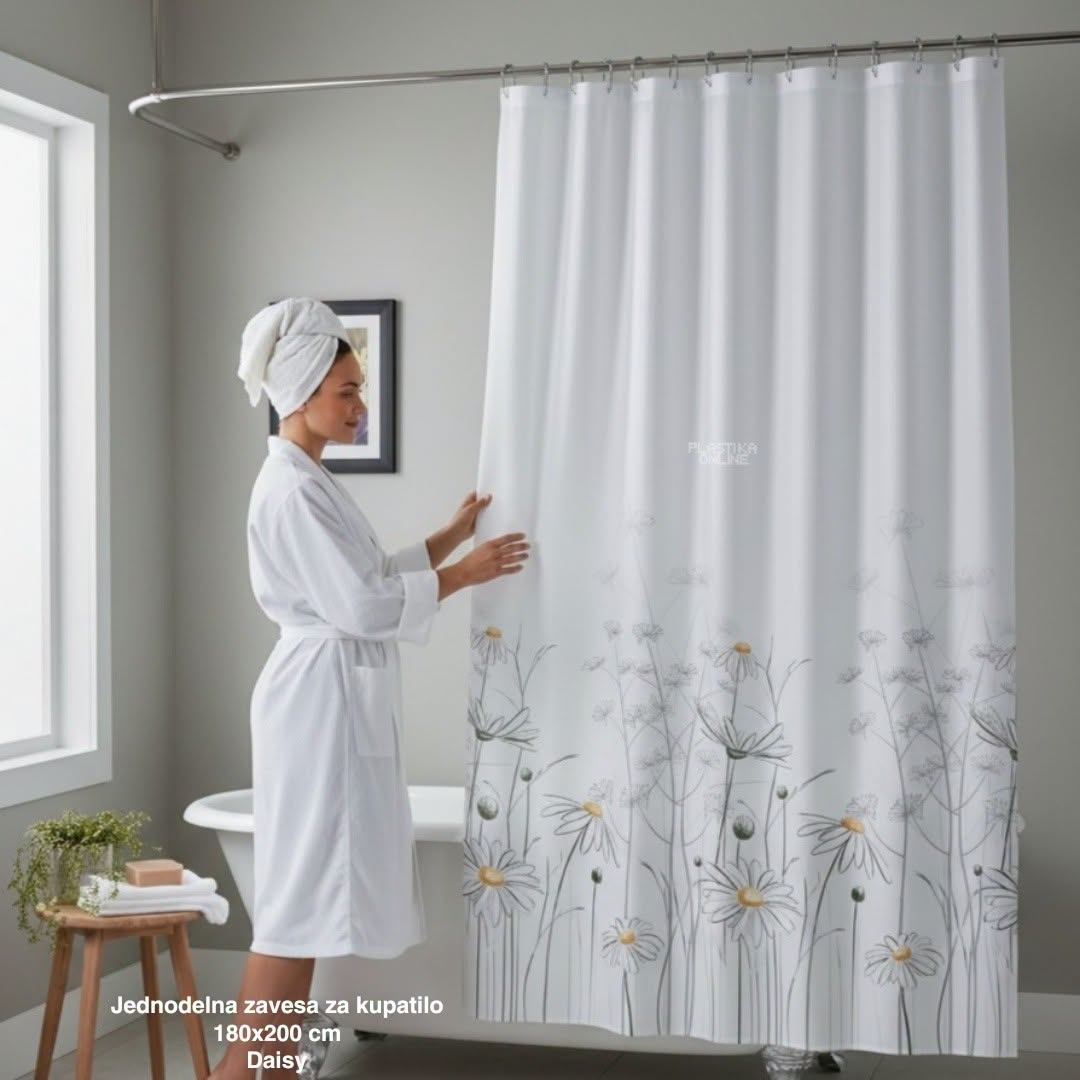 Jednodelna zavesa za kupatilo 180×200 cm Daisy , zavesa za kadu, zavesa za tuš kabinu