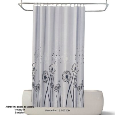 Jednodelna zavesa za kupatilo 180×200 cm Dandellion , zavesa za kadu, zavesa za tuš kabinu