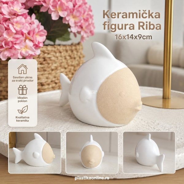 Keramička figura RIBA 16 × 14 × 9 cm